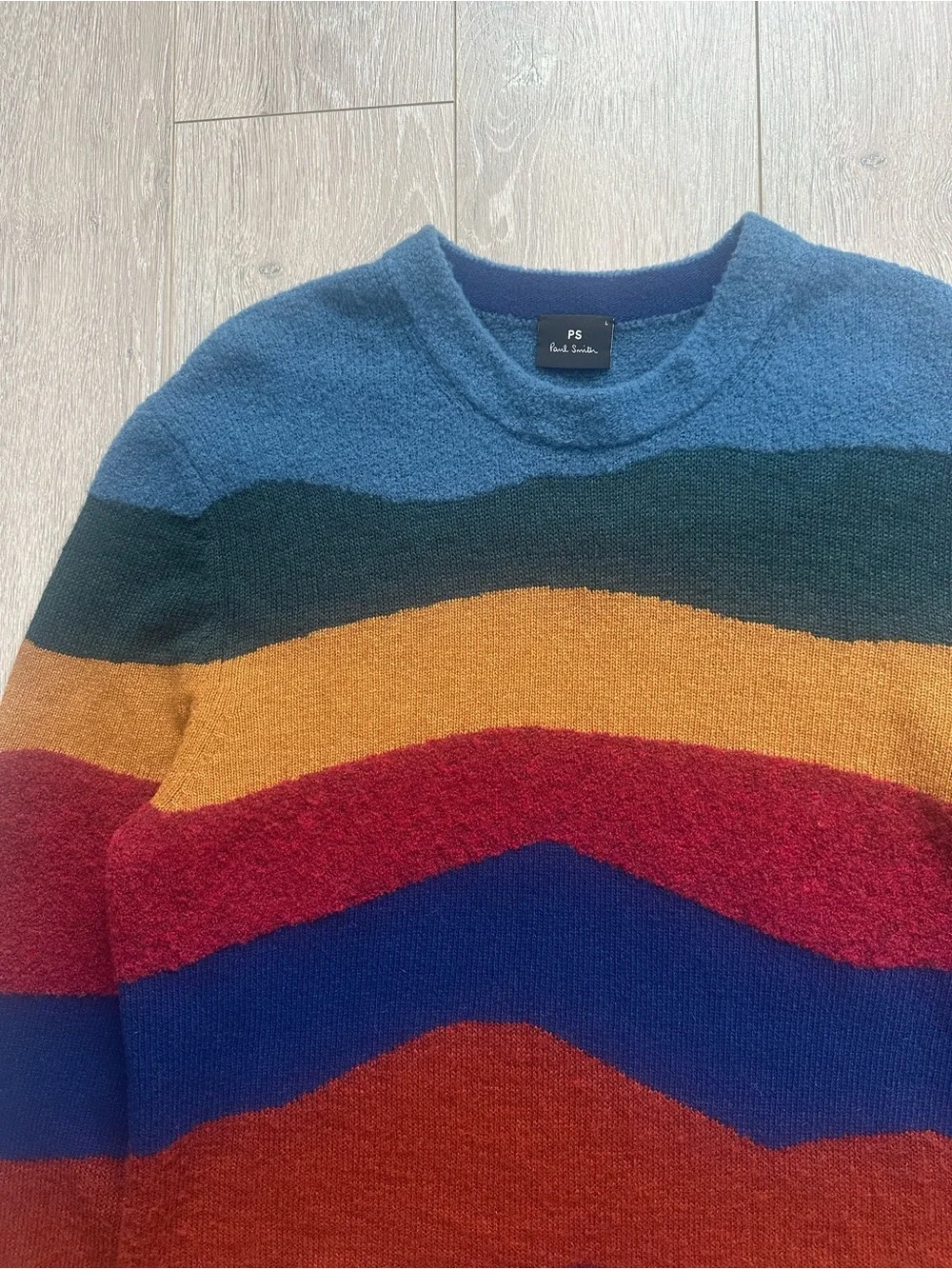 Paul Smith Men’s Sweater Colorful Striped Crewneck Long Sleeve Wool Blend Sz L
